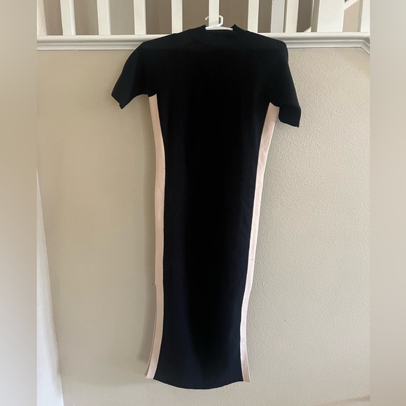 MONROW Midi Knit Dress in Black with Tan Stripe Size XS - Picture 7 of 12